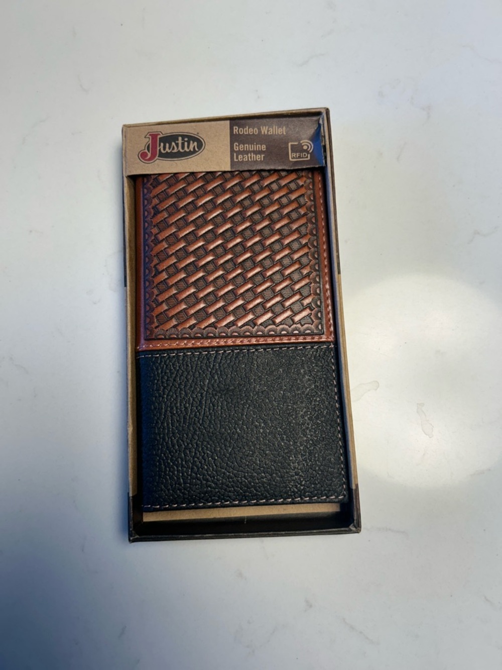 Justin Boots Brown and Black Rodeo RFID Leather Card Holder